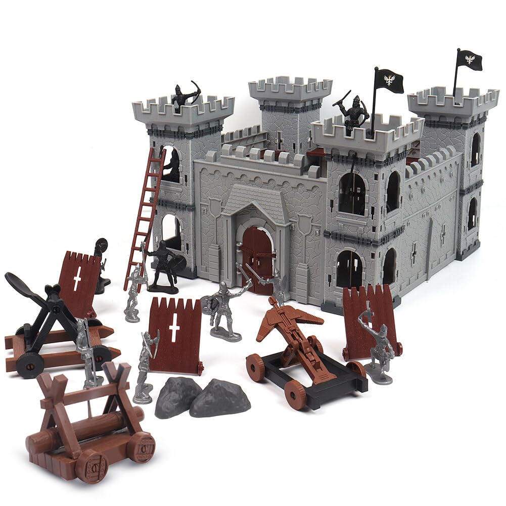 Uposao DIY Castle Building The Medieval Times Ages Military Plastic Fort Model Toy Set Castles Knights Soldiers Model Kit Knight Action Figures Playset Fort Building Kit, Playset Gifts