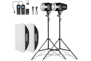 Godox Professional Studio Flash Kit for Photography, Strobe Lights Softbox Lighting Kit, 2x180W 5600K Compact Monolights with Flash Trigger, Softbox, Light Stands