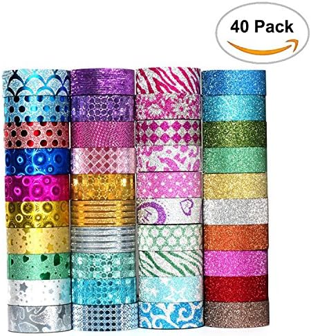 Washi Masking Tape Set of 40 Rolls, Decorative Masking Tape Collection,Tape for DIY Crafts and Gift Wrapping Office Party Supplies