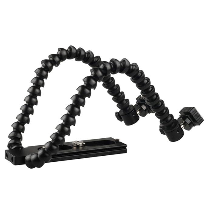 Buy MagiDeal Flexible Arm Dual Clamp Hot Shoe Flash Bracket Holder For