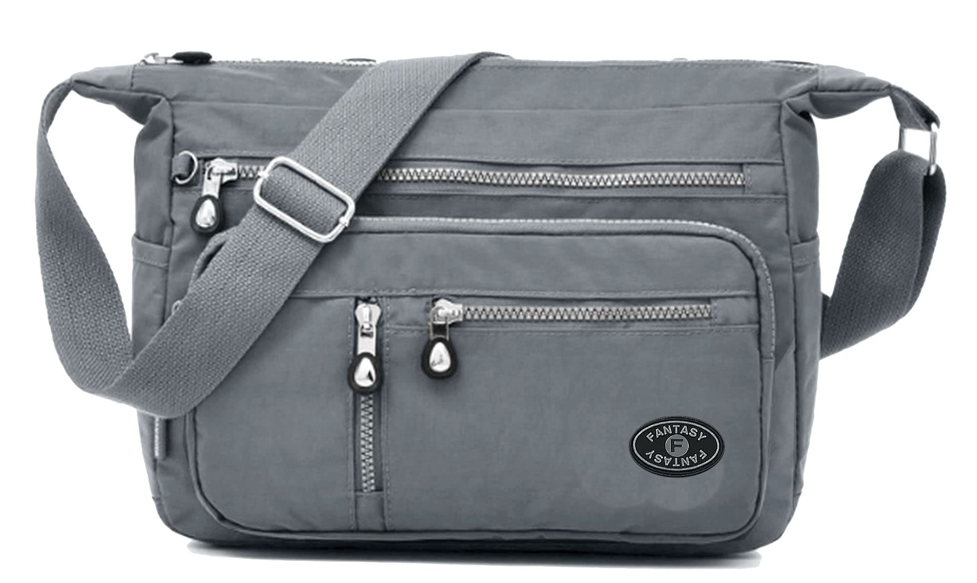 GFM® Womens Nylon Waterproof Cross Body Shoulder Bag - S4-6393-Grey-(EXC)(NCB-6393-HLBH)
