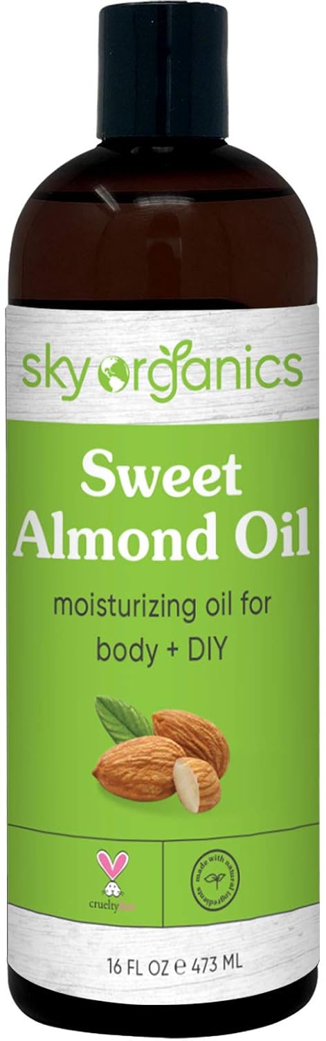 Sweet Almond Oil by Sky Organics (Large 16oz) Pure Cold-Pressed Almond Face Oil Moisturizing Oil for Body Skin & Hair : Beauty