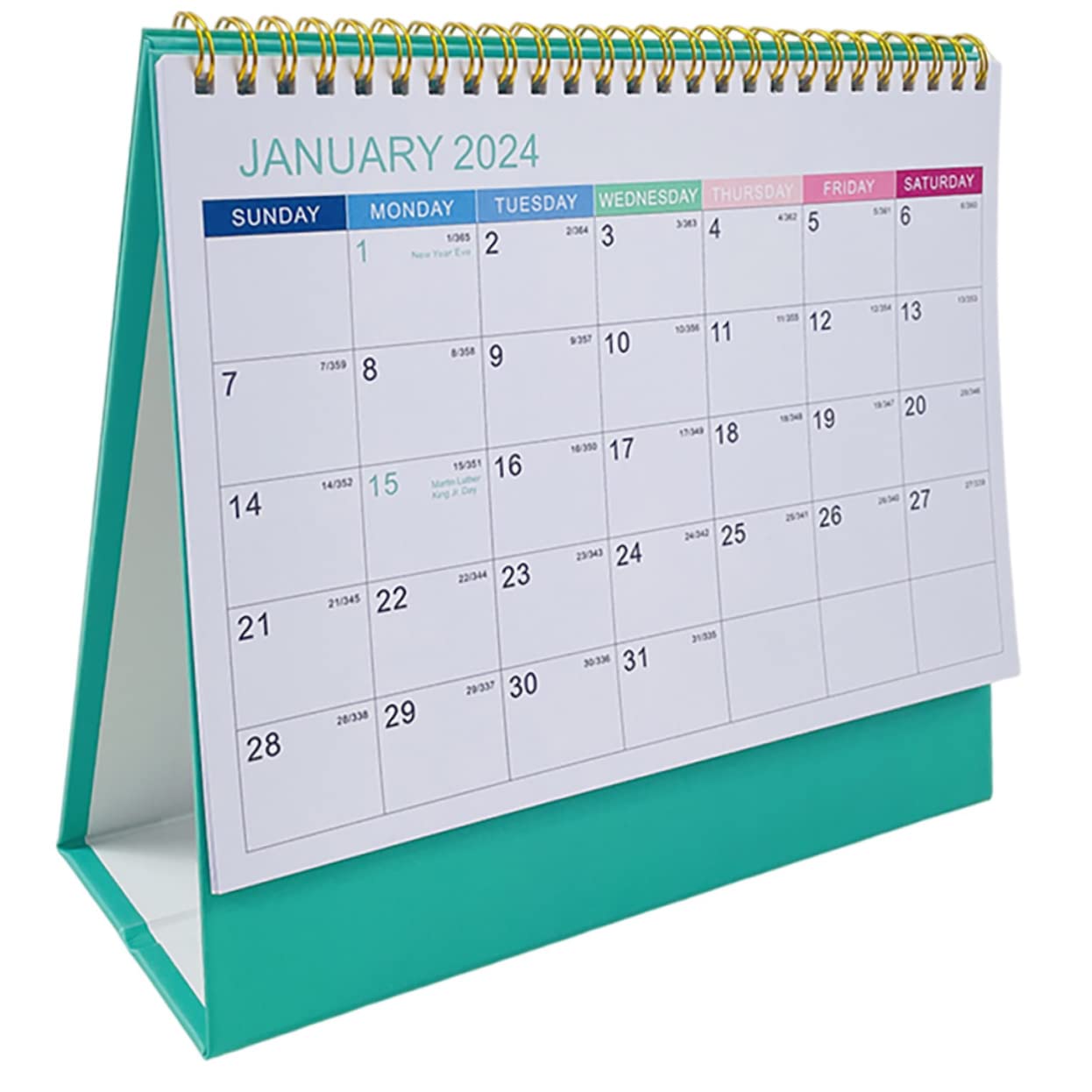 FUNOMOCYA Full Year Desk Calendar Small Standing Desktop Calendar for Recording Events with Thick and Double-wire Binding Compact Year Planner for Office Home
