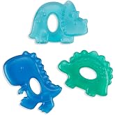 Itzy Ritzy Water-Filled Teethers for Teething Relief, Set of 3 (Dinosaur) | Textured Surfaces Help Massage Sore Gums - Water-Filled Design Provides Cooling Comfort When Chilled in the Refrigerator.