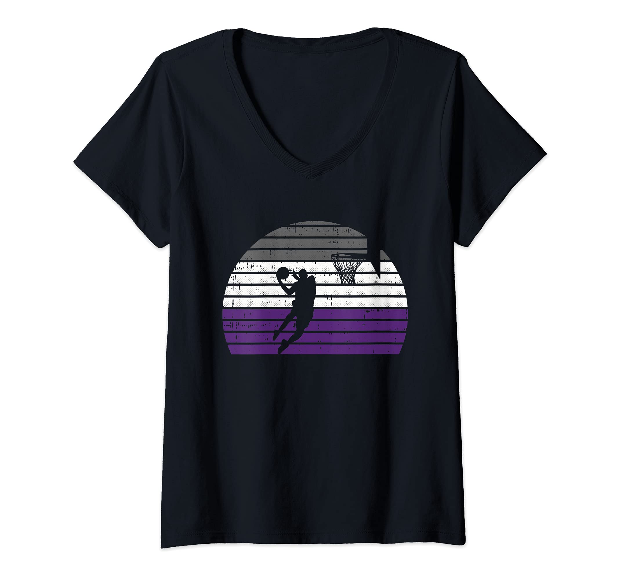 Womens Basketball Player LGBT-Q Retro Asexual Ace Pride Sport Fan V-Neck T-Shirt
