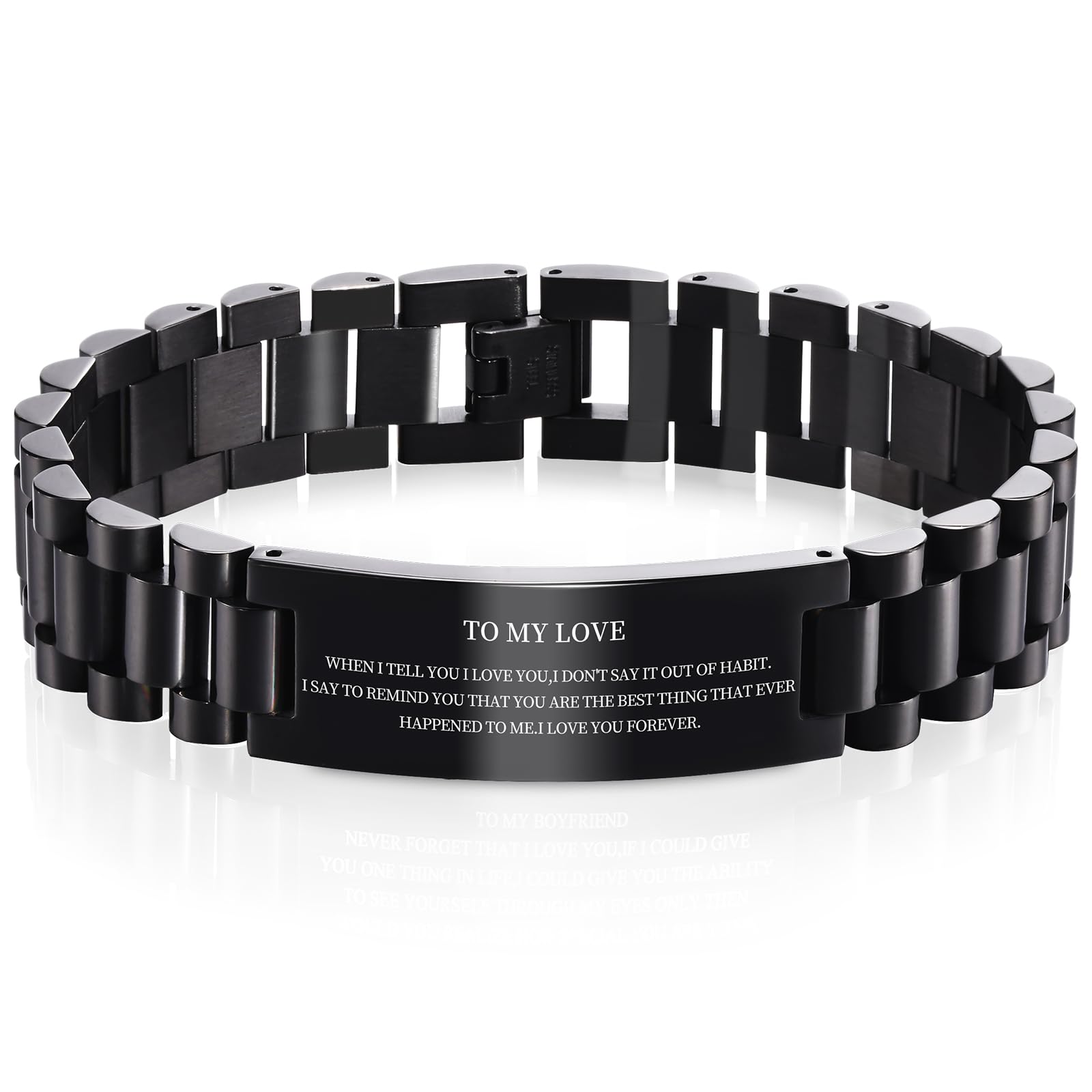 VNOX Mens Bracelet Stainless Steel Adjustable Love Quote Link Bracelets from Wife, When I Tell You I Love You Anniversary Birthday Gifts to Lover Boyfriend Husband