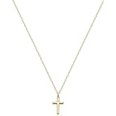 Fettero Cross Necklace Faith Pendant 14K Plated Dainty Chain Minimalist Simple Tiny God Lords Prayer Religious Jewelry