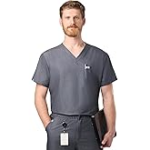 Peelz Brian 2-Pocket V-Neck Basic Men's Scrub Top for Men - Short Sleeve Scrubs, Soft Stretch Fabric, Slim Fit