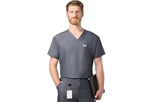 Peelz Brian 2-Pocket V-Neck Basic Men's Scrub Top for Men - Short Sleeve Scrubs, Soft Stretch Fabric, Slim Fit