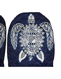 Cubiertas de asiento de auto hawaiano con reposacabezas separado, gran tortuga azul, conjunto de 2 cubiertas de asiento frontal, hecho en Hawaii.