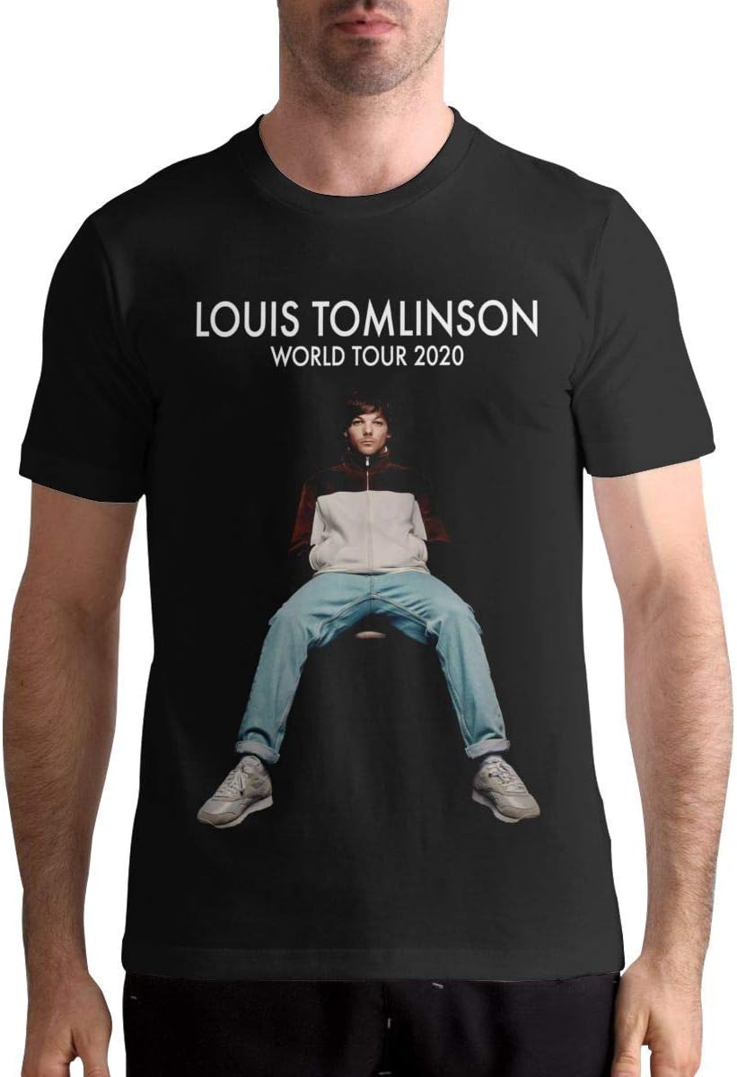 14Plqkmkgys Louis Tomlinson World Tour 2020 Shirt Men's Classic O Neck Short Sleeve T Shirt Cotton Tee