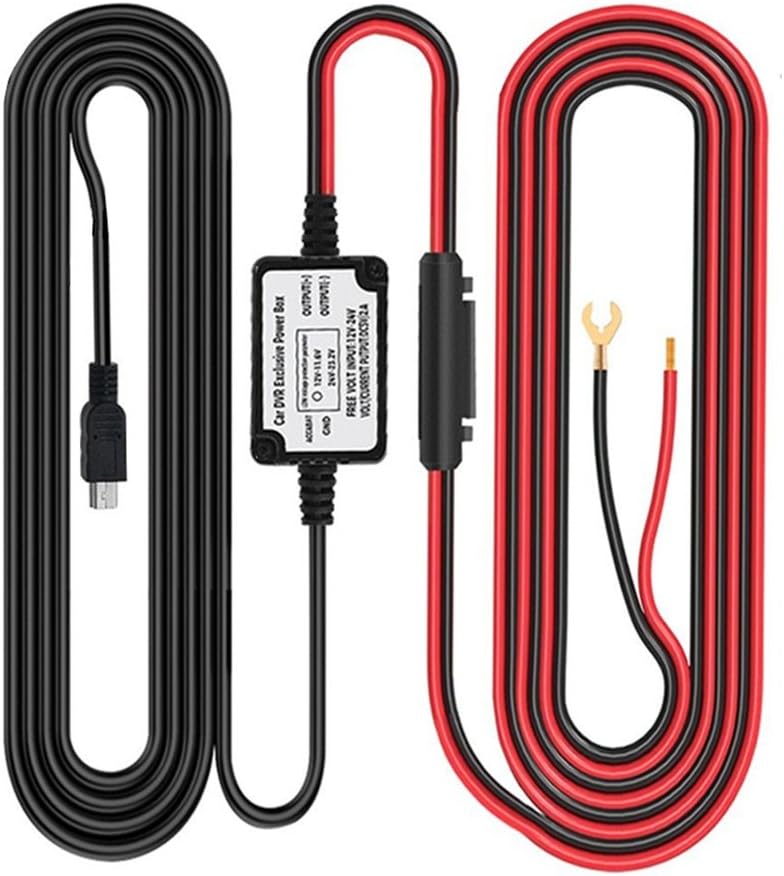 Dash Cam Hardwire Kit Mini USB Port,DC 12/24V to 5V Car Charger Cable