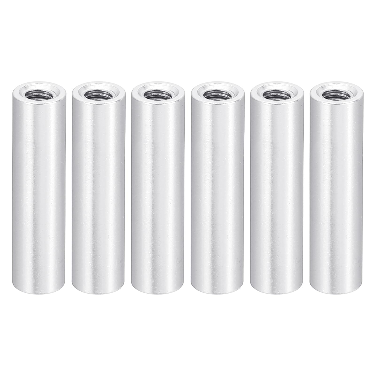 PATIKIL 6pcs M3 Metal Threaded Standoff Spacer Nuts, Round Aluminum Spacers Female Coupling Screws, 1/8" ID x 3/16" OD, Metallic Silvery 3x5x20mm
