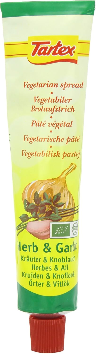 Tartex Vegetable Pate Organic Herb & Garlic Pate Tubes 200g (Pack of 4), 200 g (Pack of 4)