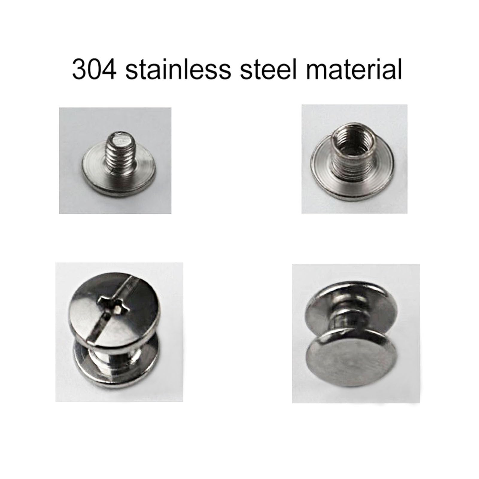 IDEALSV 304 Stainless Steel Chicago Screws 100 Pcs (50 Sets) Leather Rivets Screw Rivets Phillip Head Leather Bag, Book and Photo Album Binding Chicago Rivets Kits 5x4mm