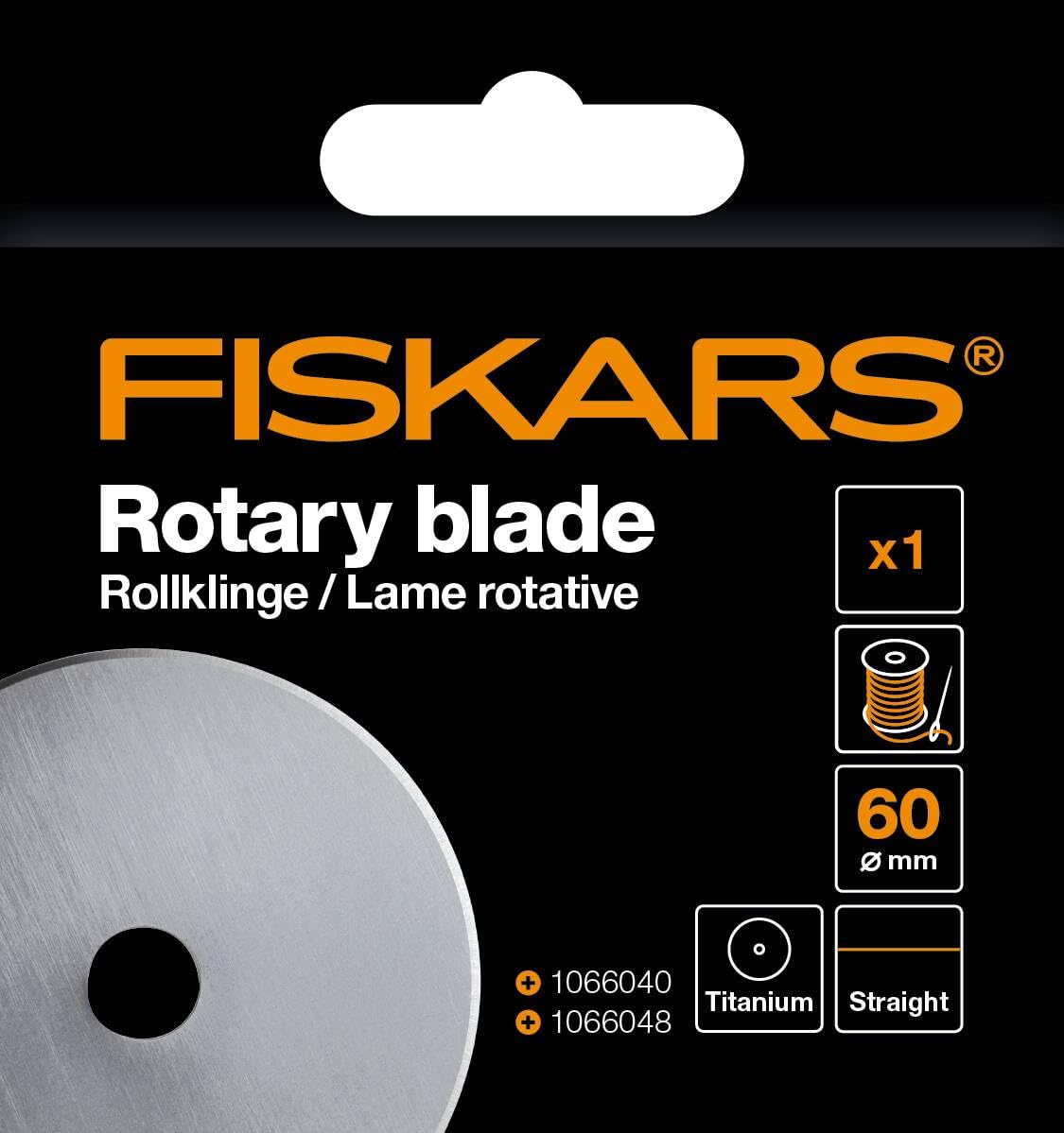 Fiskars Original replacement blade, titanium roller blade for straight cuts, incl. blade holder, Ø 60 mm, steel with titanium coating, 1066044, Grey