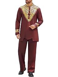 Pacinoble Mens African 2 Piece Set Metallic