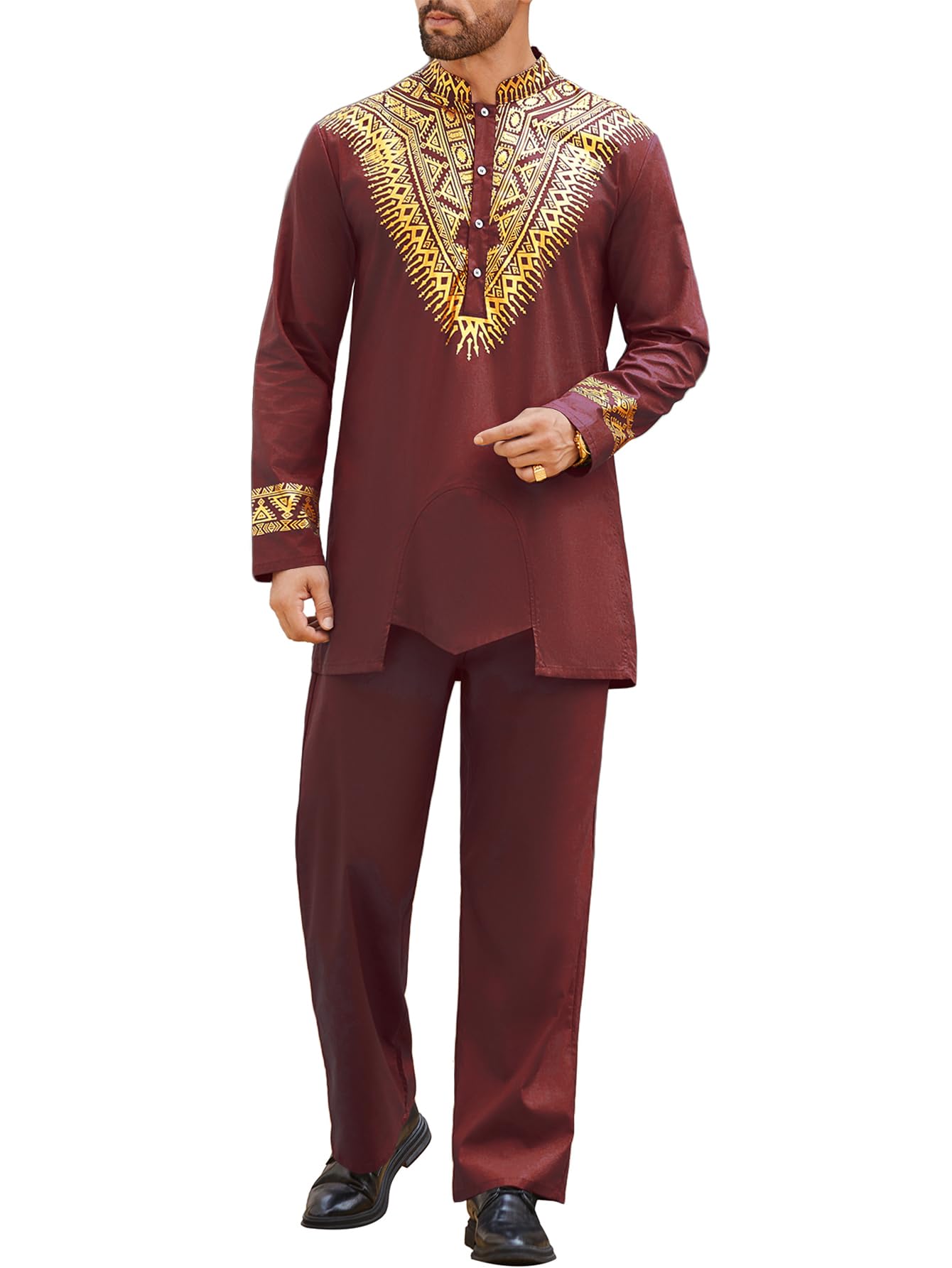 Pacinoble Mens African 2 Piece Set Metallic