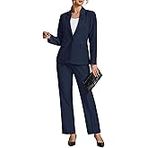 LookbookStore Pant Suits for Women Dressy 2 Piece Blazer and High Rise Straight Leg Pants Sets Business Casual Outfits