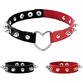 Tosmifairy 3 Pieces Leather Choker Collar and Bracelets Combo Punk Rock Gothic Jewelry Set Emo Costume Accessories for 80s 90s Vintage Womens Men