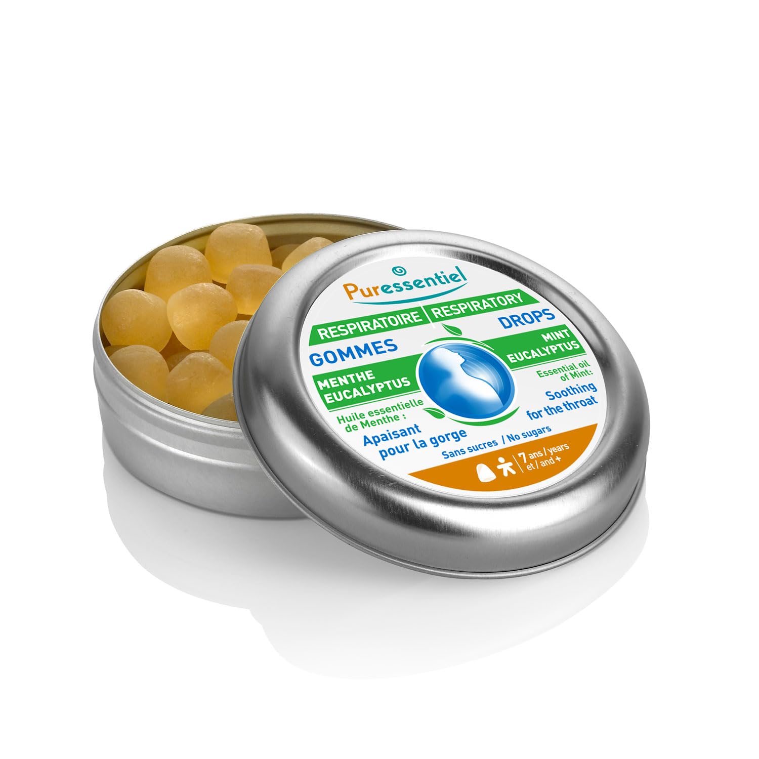 Puressentiel Respiratory Eucalyptus Throat Drops 45 g – Soothe The Throat, Pharynx and Vocal Cords – Sugar-Free – 100% Natural Formula – Suitable for 7 Years +