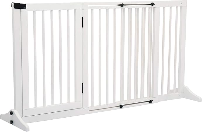 white wood pet gate