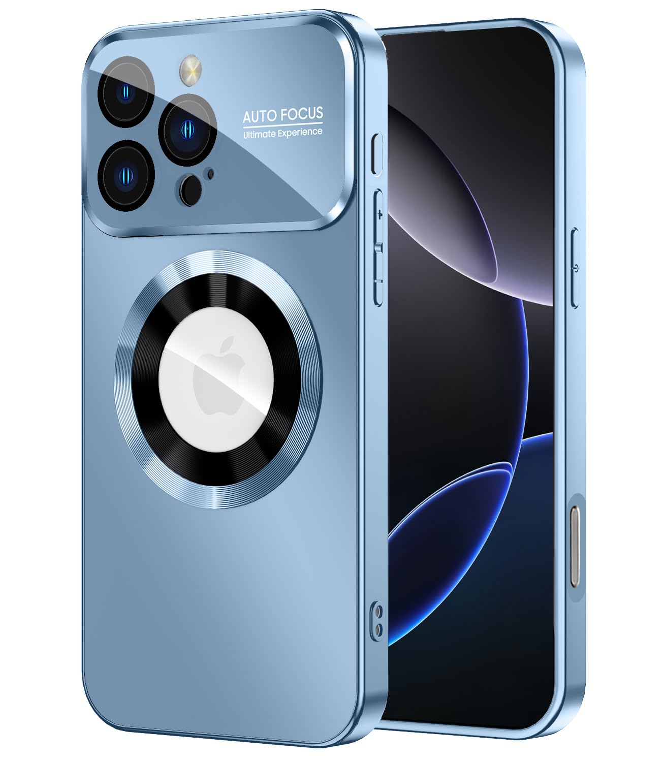 Photo 1 of MAKAVO Magnetic for iPhone 16 Pro Case, Compatible with MagSafe, Built-in Camera Lens Protector, Logo View, Military Grade Drop Proof Phone Cover, Sierra Blue
