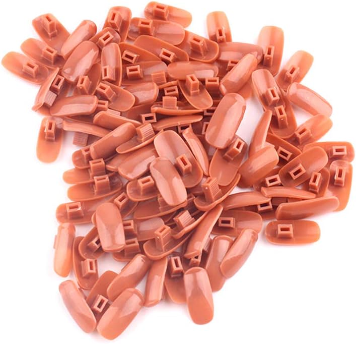 100PCS Nail Tips for Practice Hand Life Size Nail Art Hand Training Practice Finger Tips for Beginners, brown, 100 count (Pack of 1)