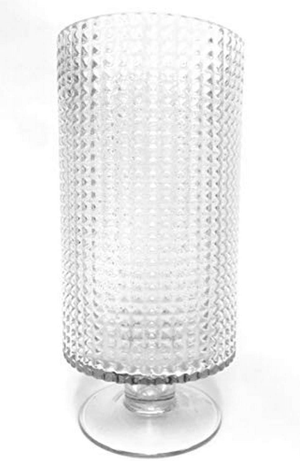 Biedermann & Sons Decorative Glass Pedestal Based Hurricane Candle Holder, Large, Diamond: Home & Kitchen