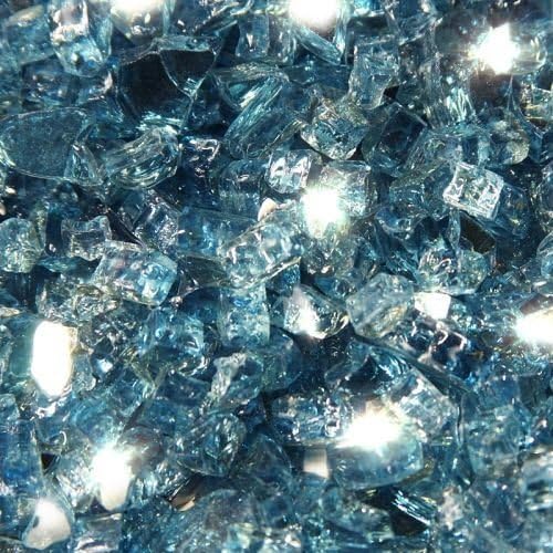 10 lbs. Broken Style 1/4" Pacific Blue Reflective Fire Glass