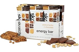 Skratch Labs Energy Bar | Peanut Butter + Chocolate (12 Pack) | Plant Based Healthy Snack | Low Sugar - 5g Protein | Non-GMO, Gluten Free, Soy Free, Vegan, Kosher