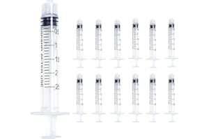 20 Pack 2ml Syringe Luer Lock Sterile Individual Wrap Plastic Syringes without Needle Measurement and Dispensing Syringe Tool