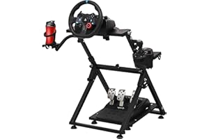CXRCY Racing Wheel Stand with Cup Holder Height Adjustable & Foldable Steering Wheel Stand Compatible with Logitech G920 G29 G27 G25 Gaming Cockpit (Wheel and Pedals Not Included)