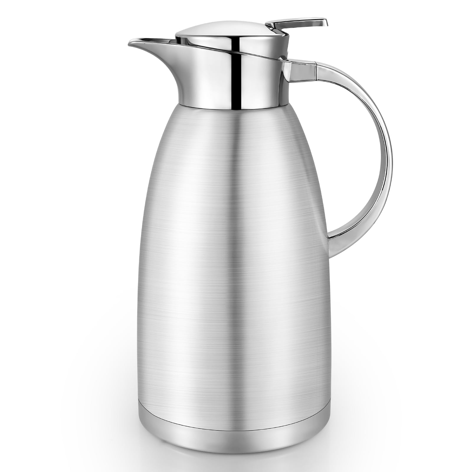 Dyserbuy 2.3L/78oz Stainless Steel Thermal Carafe, Vacuum Insulated Coffee Carafe, Double Walled Hot Pot with Press Button Top, Beverage Dispenser, Silver