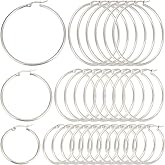 SOFPLATE 1 Box 30 Pairs 3 Style Hoop Earring Findings Round Earring Beading Hoops Silver Hypoallergenic Stainless Steel Large Earrings Open Dangle Earring Hoops for Jewelry Making Supplies DIY Craft