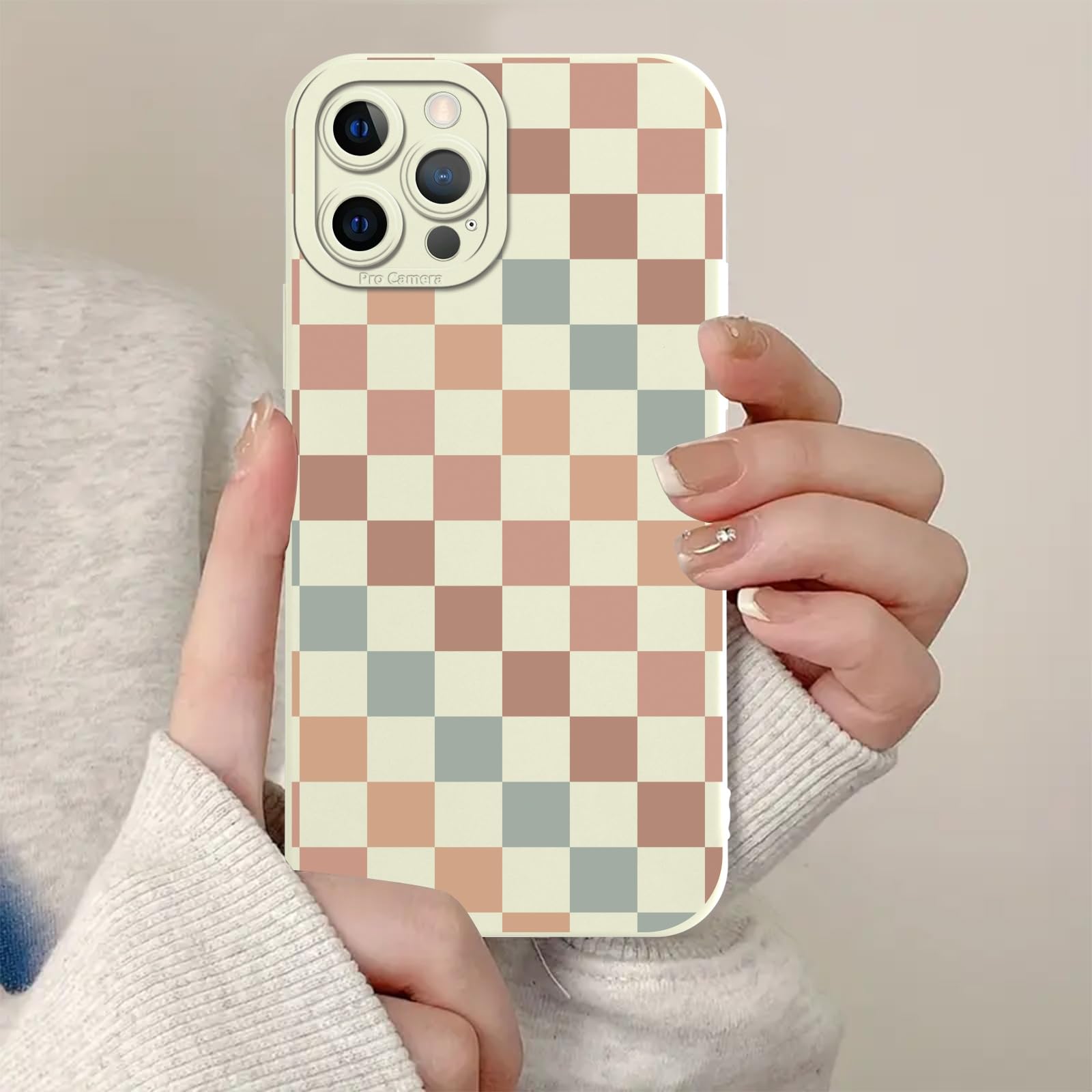 Aoldimu Aesthetics Color Checkered Phone Case for iPhone 12 Pro Max Case Checkered Pattern Shockproof Soft Protective for Women Men Phone Cover Funda for iPhone 12 Pro Max 6.7 Inch Multicolor