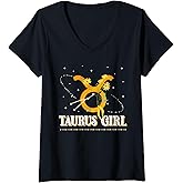 Womens Taurus Girl Birthday Taurus Lady Zodiac Sign Horoscope V-Neck T-Shirt