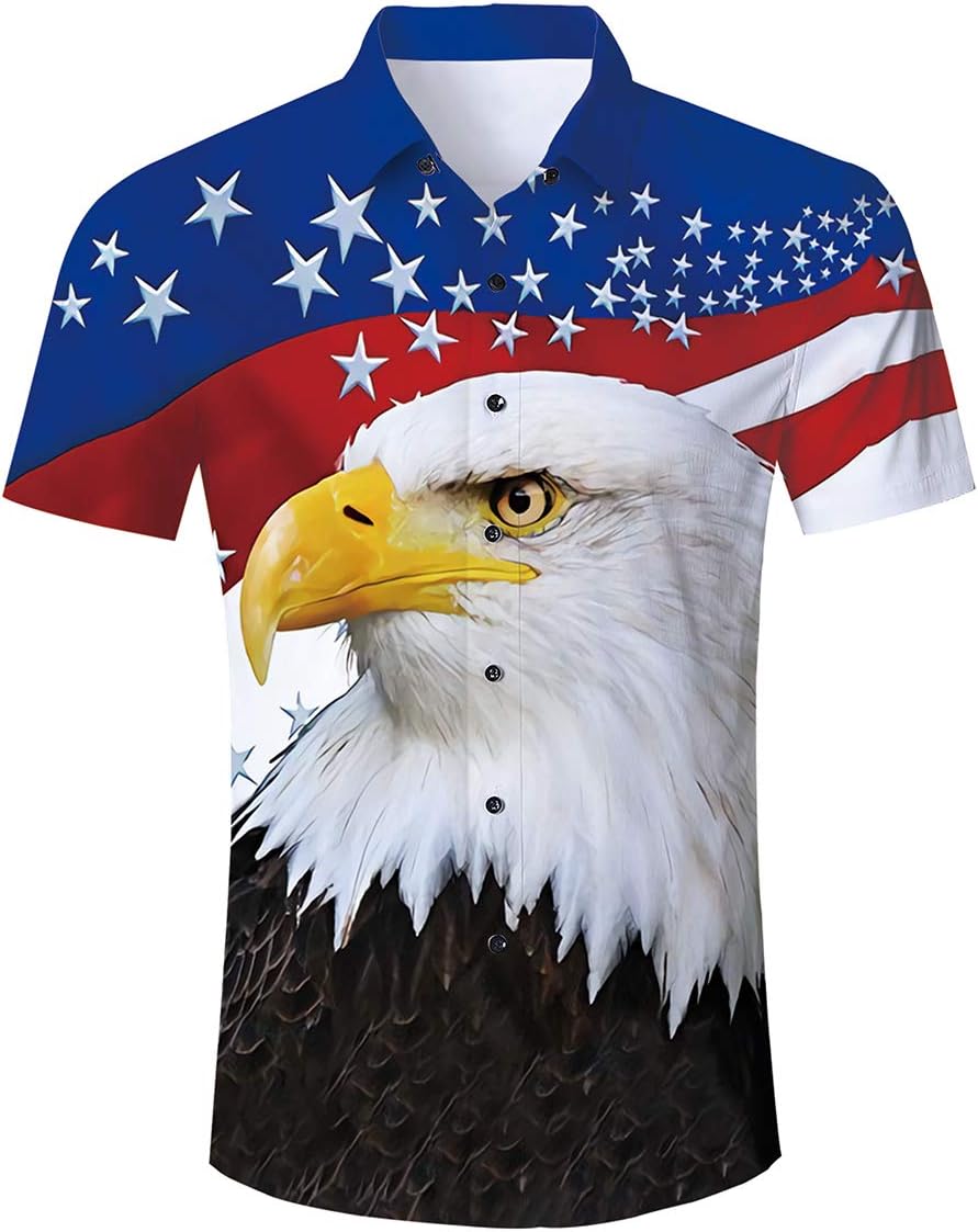Fanient Mens Hawaiian Shirt Summer 3D Print Casual Short Sleeve Button Down Graphic Aloha Dress Shirts