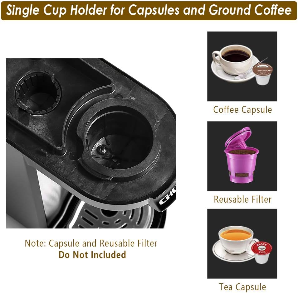 CHULUX Single Serve Coffee Maker Brewer for Single Cup Capsule with 12 Ounce Reservoir, Black: Kitchen & Dining