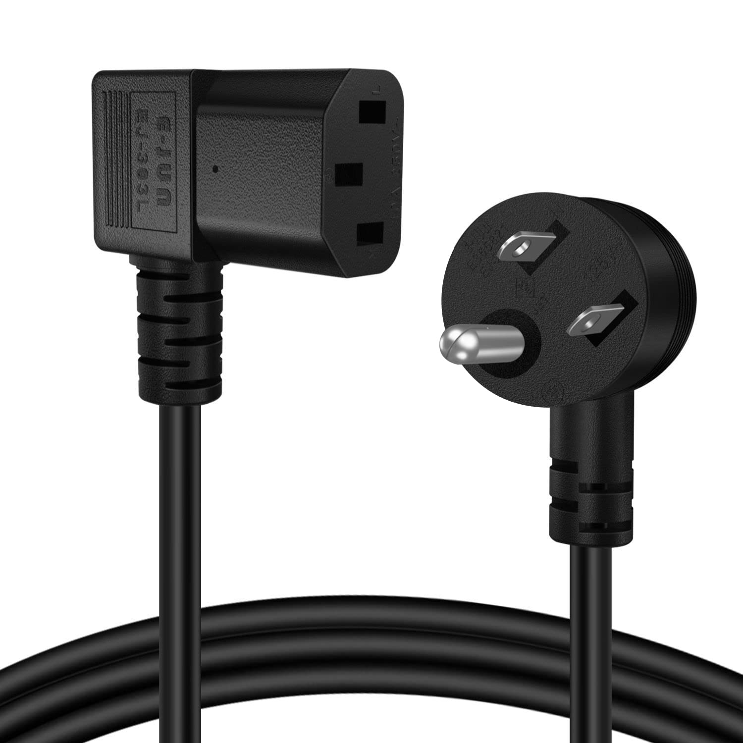 Photo 1 of TNP Universal 90 Degree Power Cord NEMA 5-15P to IEC320 C13 Power Cord UL 15A 125V 18AWG Right Angle Computer Power Cable Heavy Duty NEMA to IEC Cable Plug for TV, PC, Computer, Printer (6 Ft, Black)