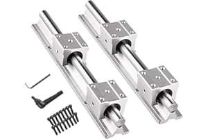 CNCCANEN SBR12 Linear Rail 400mm SBR12 Linear Rails and Bearings 2Pcs SBR12-400mm Linear Guide Rails with 4Pcs SBR12UU Bearing Blocks, 400mm Linear Rails for CNC DIY 3D Printer Rails