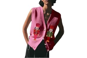 YIULANGDE Women's Sequin Holiday Sweater Vest Vintage Embroidered Beaded Button Front Crochet Tank Y2K Novelty Knit Vest Tops