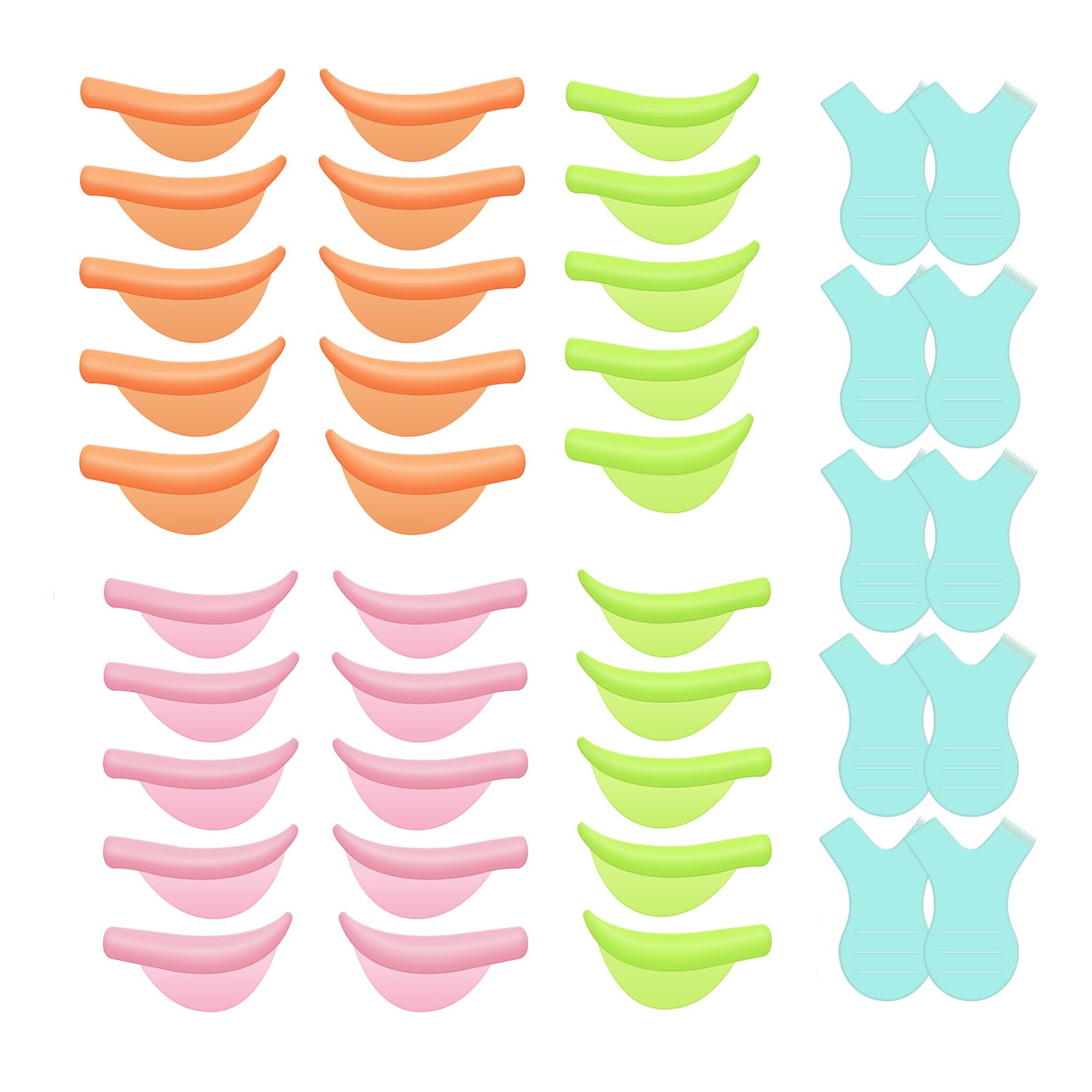 ATOMUS 30pcs Updated Silicone Curler Pad with 10PCS Y Shape Eyelash Brush for Lash Perm Kit Lash Lift Pads Reusable Soft C & D Curls Eyelash Lifting Rod Makeup Beauty Tool (30pcs Thicker kit)