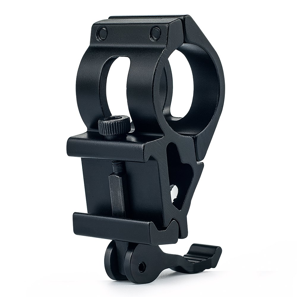 UniqueFire Quick Release Offset Tactical Torch Mount, Flashlight Ring Mount 25.4mm Angled Offset Low Profile QD for 20mm Picatinny Rail