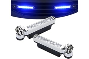 Hugwits 2 PCS Wind Powered Car Decor Lights with 8 LED Bead, Blue Car Grille Decoration Lamp, Wire Free Adhesive Type Auto Da