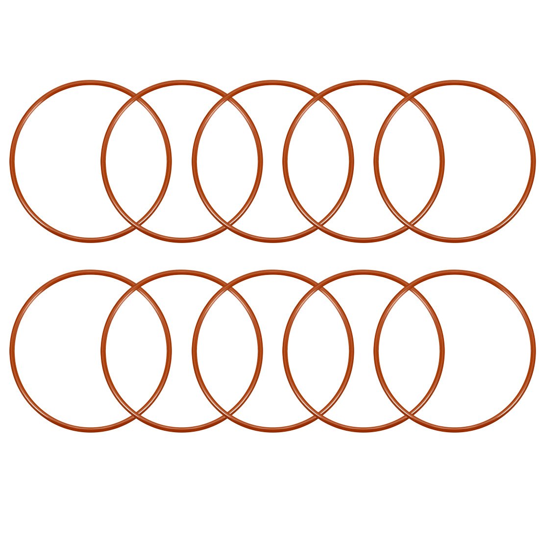 sourcingmap Silicone O-Ring, 55mm OD, 51mm ID, 2mm Width, VMQ Seal Rings Gasket, Red, Pack of 10