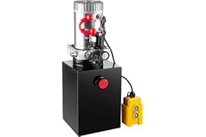 TOPDEEP Hydraulic Power Unit 8 Quart Single Acting Dump Trailer Hydraulic Pump DC 12V, Hydraulic Pump Metal Reservoir Horizontal Mount for Dump Truck Car Lifting Remotely Controlled