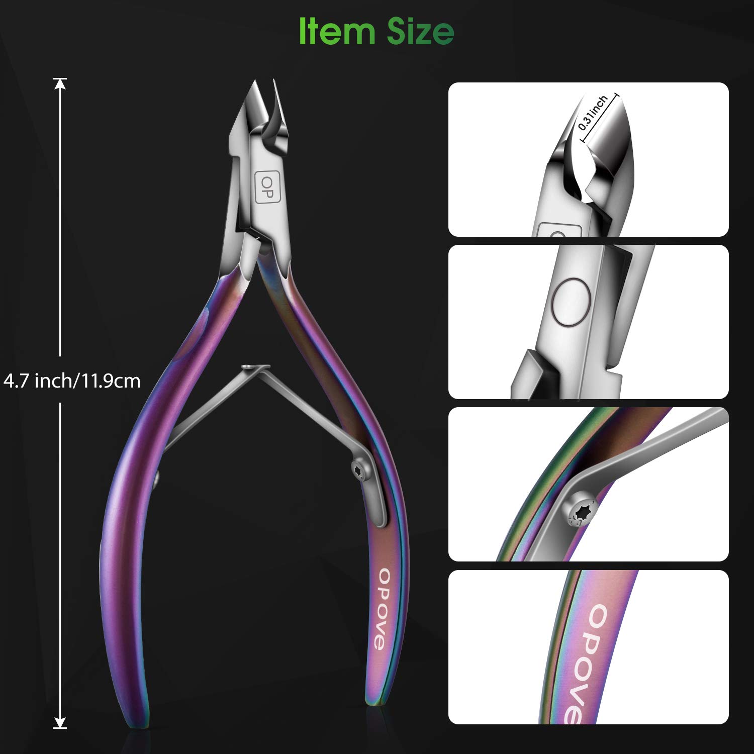 Cuticle Trimmer Cuticle Nippers Clippers Stainless Steel Hangnail Remover Extremely Sharp Cutter Pedicure Manicure Tool, opove X7 Rainbow Gradient: Home Improvement