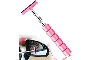 PUDIER Car Mirror Squeegee, Retractable Car Rearview Mirror Wiper, Side Mirror Squeegee, Portable Car Cleaning Tool for Rainy Foggy Weather,Universal Car Accessories (Pink, 1PCS)