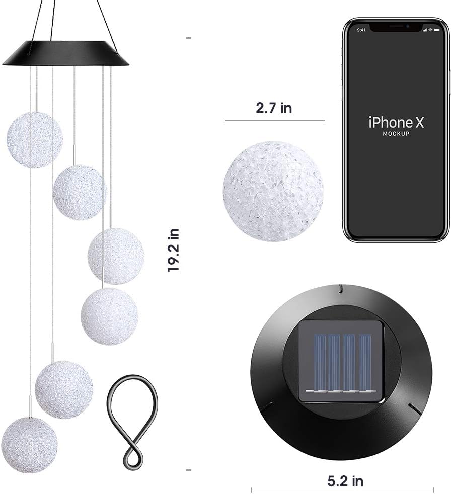 AceList Color Changing Solar Power Wind Chime Crystal Ball Wind Chime Wind Mobile Portable Waterproof Outdoor Windchime Light for Patio Yard Garden Home : Garden & Outdoor